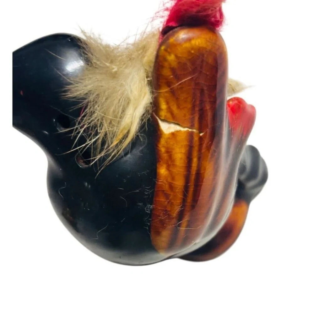 Vintage‎ Indian Warriors Salt & Pepper Shakers Feather Japan-Small Crack C Pic
